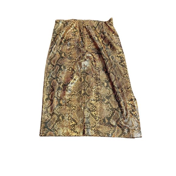 BlankNYC Tan Black Snake Print Faux Leather A-Line Knee Length Skirt Size 24 - Picture 2 of 6